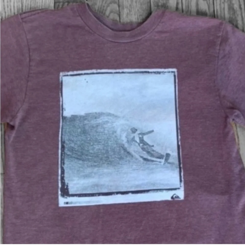 Quiksilver Short Sleeve Shirt Great Wave Photo Japan Tuxedo Surfer